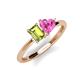 3 - Esther Emerald Shape Peridot & Heart Shape Pink Sapphire 2 Stone Duo Ring 