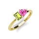 3 - Esther Emerald Shape Peridot & Heart Shape Pink Sapphire 2 Stone Duo Ring 