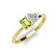 3 - Esther Emerald Shape Peridot & Heart Shape White Sapphire 2 Stone Duo Ring 