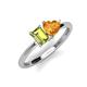 3 - Esther Emerald Shape Peridot & Heart Shape Citrine 2 Stone Duo Ring 