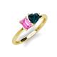 3 - Esther Emerald Shape Pink Sapphire & Heart Shape London Blue Topaz 2 Stone Duo Ring 