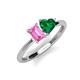 3 - Esther Emerald Shape Pink Sapphire & Heart Shape Lab Created Emerald 2 Stone Duo Ring 