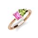 3 - Esther Emerald Shape Pink Sapphire & Heart Shape Peridot 2 Stone Duo Ring 