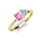 3 - Esther Emerald Shape Pink Sapphire & Heart Shape White Sapphire 2 Stone Duo Ring 