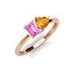 3 - Esther Emerald Shape Pink Sapphire & Heart Shape Citrine 2 Stone Duo Ring 