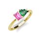 3 - Esther Emerald Shape Pink Sapphire & Heart Shape Lab Created Alexandrite 2 Stone Duo Ring 