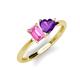 3 - Esther Emerald Shape Pink Sapphire & Heart Shape Amethyst 2 Stone Duo Ring 
