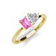 3 - Esther Emerald Shape Pink Sapphire & Heart Shape Lab Created White Sapphire 2 Stone Duo Ring 