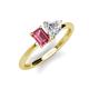 3 - Esther Emerald Shape Pink Tourmaline & Heart Shape Forever One Moissanite 2 Stone Duo Ring 