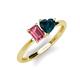 3 - Esther Emerald Shape Pink Tourmaline & Heart Shape London Blue Topaz 2 Stone Duo Ring 