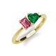 3 - Esther Emerald Shape Pink Tourmaline & Heart Shape Lab Created Emerald 2 Stone Duo Ring 