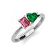 3 - Esther Emerald Shape Pink Tourmaline & Heart Shape Lab Created Emerald 2 Stone Duo Ring 