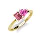 3 - Esther Emerald Shape Pink Tourmaline & Heart Shape Lab Created Pink Sapphire 2 Stone Duo Ring 