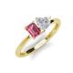3 - Esther Emerald Shape Pink Tourmaline & Heart Shape Lab Created White Sapphire 2 Stone Duo Ring 