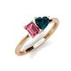 3 - Esther Emerald Shape Pink Tourmaline & Heart Shape London Blue Topaz 2 Stone Duo Ring 