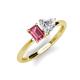 3 - Esther GIA Certified Heart Shape Diamond & Emerald Shape Pink Tourmaline 2 Stone Duo Ring 