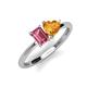 3 - Esther Emerald Shape Pink Tourmaline & Heart Shape Citrine 2 Stone Duo Ring 