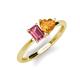 3 - Esther Emerald Shape Pink Tourmaline & Heart Shape Citrine 2 Stone Duo Ring 