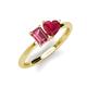 3 - Esther Emerald Shape Pink Tourmaline & Heart Shape Lab Created Ruby 2 Stone Duo Ring 