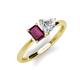 3 - Esther GIA Certified Heart Shape Diamond & Emerald Shape Rhodolite Garnet 2 Stone Duo Ring 