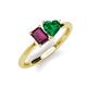 3 - Esther Emerald Shape Rhodolite Garnet & Heart Shape Lab Created Emerald 2 Stone Duo Ring 