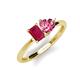 3 - Esther Emerald Shape Lab Created Ruby & Heart Shape Pink Tourmaline 2 Stone Duo Ring 