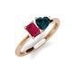 3 - Esther Emerald Shape Lab Created Ruby & Heart Shape London Blue Topaz 2 Stone Duo Ring 
