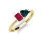 3 - Esther Emerald Shape Lab Created Ruby & Heart Shape London Blue Topaz 2 Stone Duo Ring 
