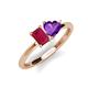 3 - Esther Emerald Shape Lab Created Ruby & Heart Shape Amethyst 2 Stone Duo Ring 