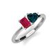 3 - Esther Emerald Shape Lab Created Ruby & Heart Shape London Blue Topaz 2 Stone Duo Ring 