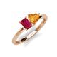 3 - Esther Emerald Shape Lab Created Ruby & Heart Shape Citrine 2 Stone Duo Ring 