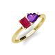 3 - Esther Emerald Shape Lab Created Ruby & Heart Shape Amethyst 2 Stone Duo Ring 
