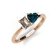 3 - Esther Emerald Shape Smoky Quartz & Heart Shape London Blue Topaz 2 Stone Duo Ring 