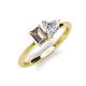 3 - Esther Emerald Shape Smoky Quartz & Heart Shape Forever Brilliant Moissanite 2 Stone Duo Ring 