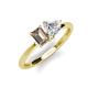 3 - Esther GIA Certified Heart Shape Diamond & Emerald Shape Smoky Quartz 2 Stone Duo Ring 