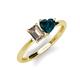 3 - Esther Emerald Shape Smoky Quartz & Heart Shape London Blue Topaz 2 Stone Duo Ring 