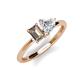 3 - Esther Emerald Shape Smoky Quartz & Heart Shape Forever One Moissanite 2 Stone Duo Ring 