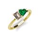 3 - Esther Emerald Shape Smoky Quartz & Heart Shape Lab Created Emerald 2 Stone Duo Ring 