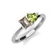 3 - Esther Emerald Shape Smoky Quartz & Heart Shape Peridot 2 Stone Duo Ring 