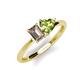 3 - Esther Emerald Shape Smoky Quartz & Heart Shape Peridot 2 Stone Duo Ring 