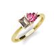 3 - Esther Emerald Shape Smoky Quartz & Heart Shape Pink Tourmaline 2 Stone Duo Ring 