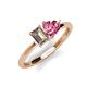 3 - Esther Emerald Shape Smoky Quartz & Heart Shape Pink Tourmaline 2 Stone Duo Ring 