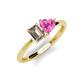 3 - Esther Emerald Shape Smoky Quartz & Heart Shape Pink Sapphire 2 Stone Duo Ring 