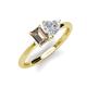 3 - Esther Emerald Shape Smoky Quartz & Heart Shape White Sapphire 2 Stone Duo Ring 