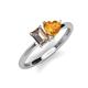 3 - Esther Emerald Shape Smoky Quartz & Heart Shape Citrine 2 Stone Duo Ring 