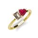 3 - Esther Emerald Shape Smoky Quartz & Heart Shape Lab Created Ruby 2 Stone Duo Ring 