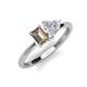 3 - Esther Emerald Shape Smoky Quartz & Heart Shape Lab Created White Sapphire 2 Stone Duo Ring 