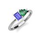 3 - Esther Emerald Shape Tanzanite & Heart Shape Lab Created Alexandrite 2 Stone Duo Ring 