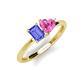 3 - Esther Emerald Shape Tanzanite & Heart Shape Lab Created Pink Sapphire 2 Stone Duo Ring 