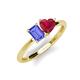 3 - Esther Emerald Shape Tanzanite & Heart Shape Lab Created Ruby 2 Stone Duo Ring 